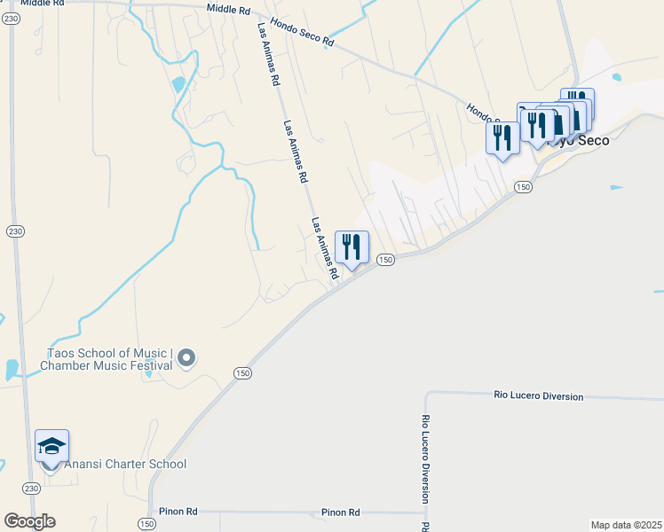 map of restaurants, bars, coffee shops, grocery stores, and more near Lymon Road in El Prado