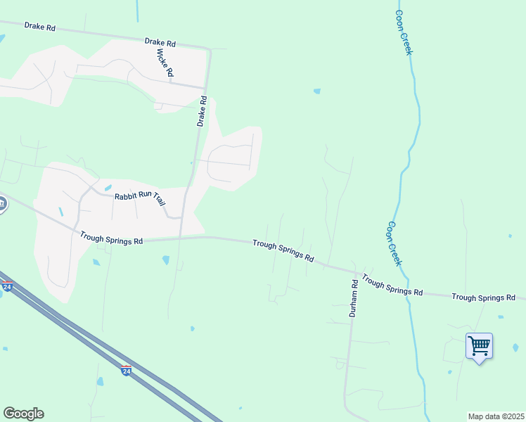 map of restaurants, bars, coffee shops, grocery stores, and more near 3955 Trough Springs Road in Adams