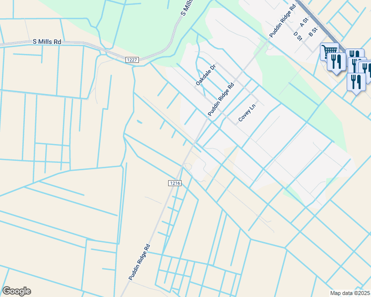 map of restaurants, bars, coffee shops, grocery stores, and more near 316 Puddin Ridge Road in Moyock