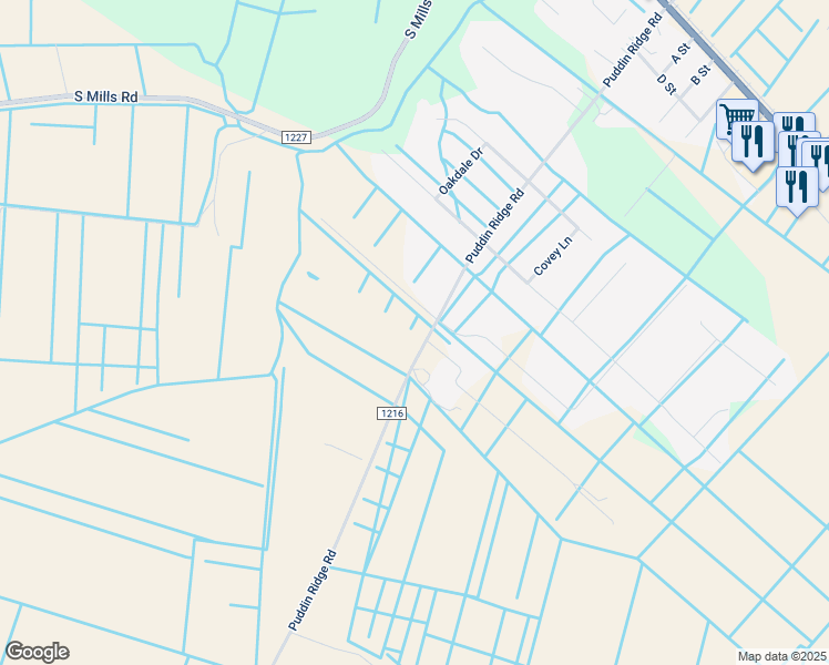 map of restaurants, bars, coffee shops, grocery stores, and more near 316 Puddin Ridge Road in Moyock