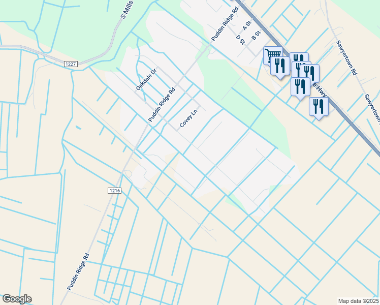 map of restaurants, bars, coffee shops, grocery stores, and more near 114 Quail Run Drive in Moyock