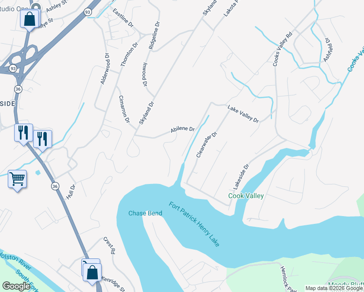 map of restaurants, bars, coffee shops, grocery stores, and more near 4000 Cooks Inlet Road in Kingsport