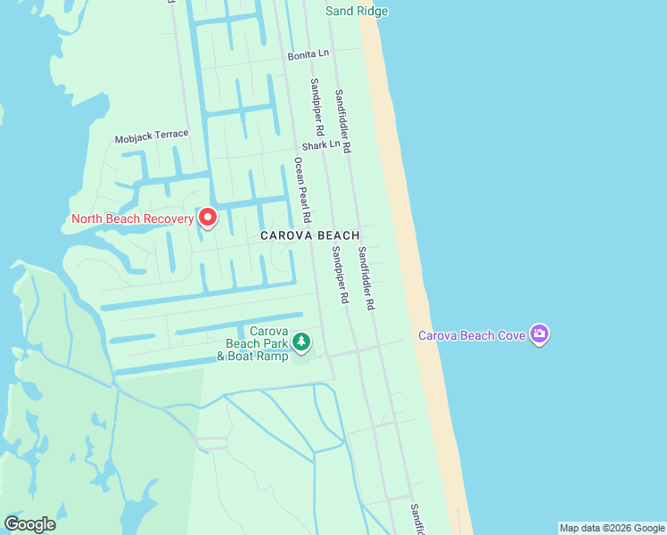 map of restaurants, bars, coffee shops, grocery stores, and more near 2126 Sandpiper Rd in Corolla