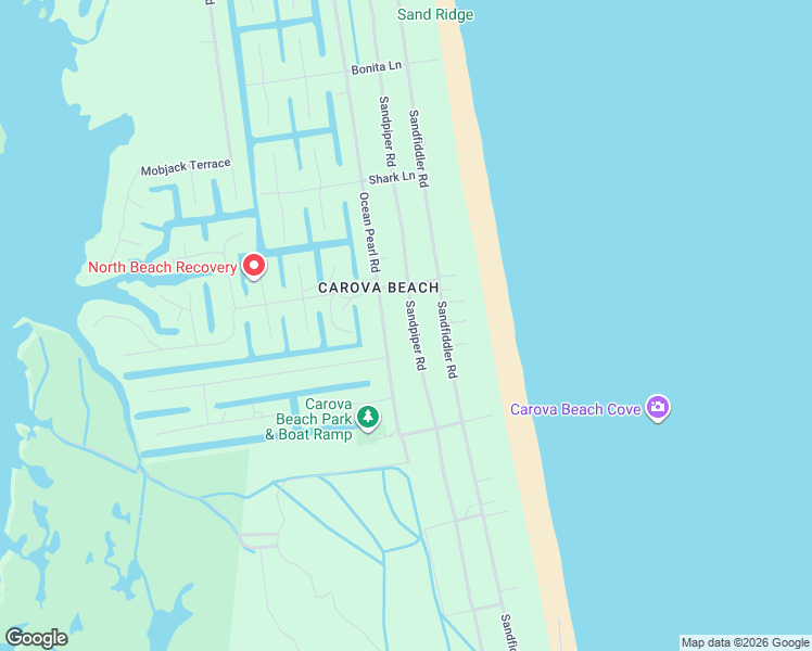 map of restaurants, bars, coffee shops, grocery stores, and more near 2126 Sandpiper Road in Corolla