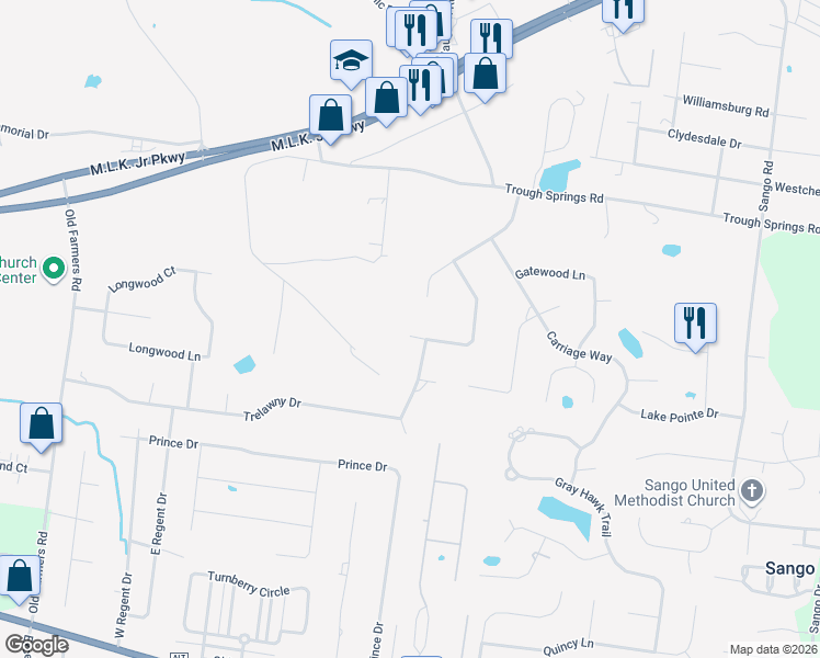 map of restaurants, bars, coffee shops, grocery stores, and more near 2851 Summer Lawn Drive in Clarksville