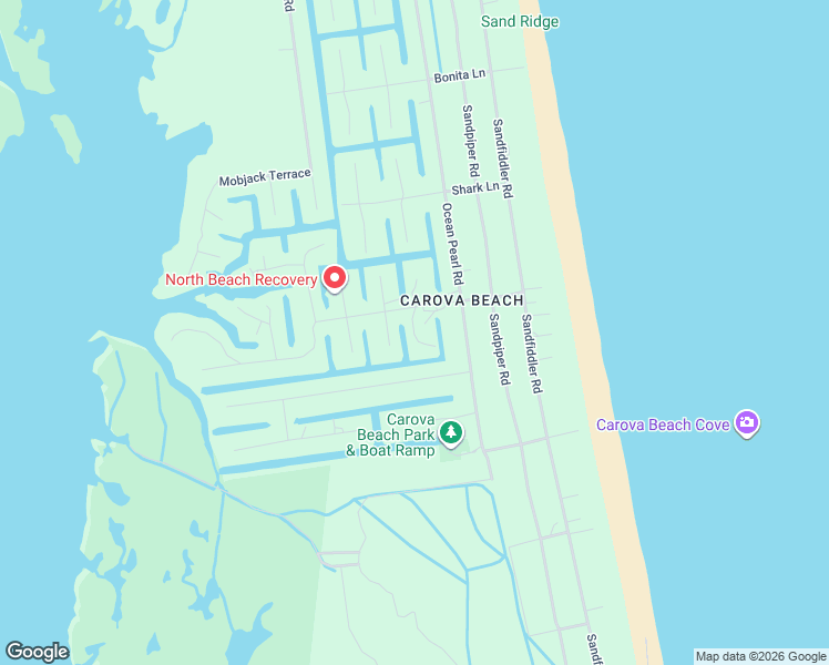 map of restaurants, bars, coffee shops, grocery stores, and more near 2134 Petrel Road in Currituck County