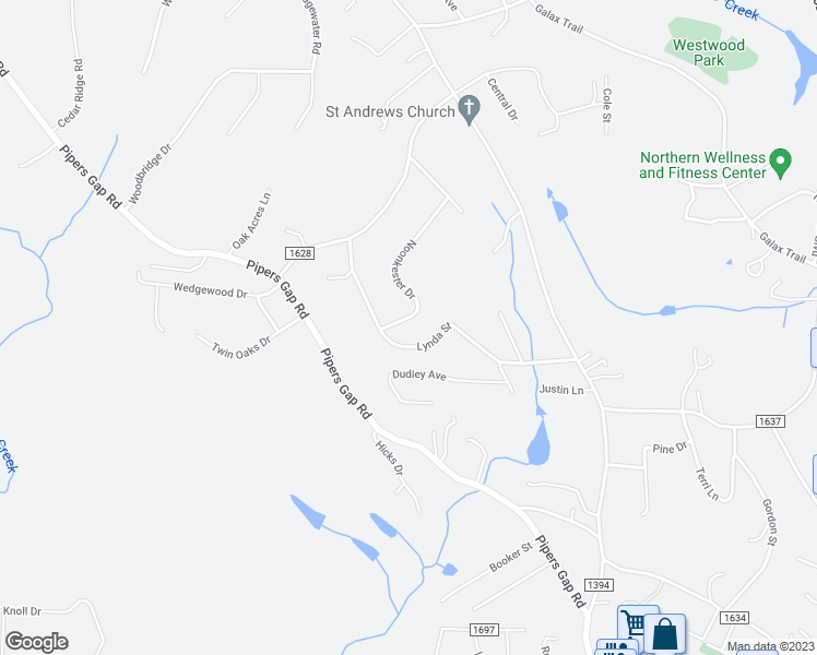 map of restaurants, bars, coffee shops, grocery stores, and more near 316 Lynda Street in Mount Airy