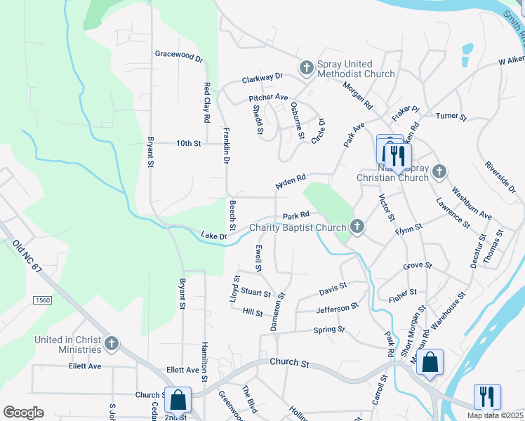 map of restaurants, bars, coffee shops, grocery stores, and more near 403 Maple Road in Eden