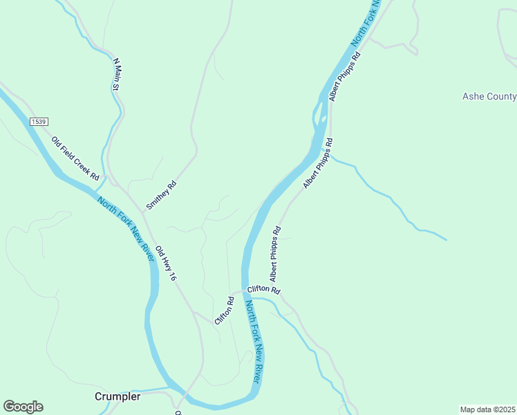 map of restaurants, bars, coffee shops, grocery stores, and more near Riverside Lane in Ashe County