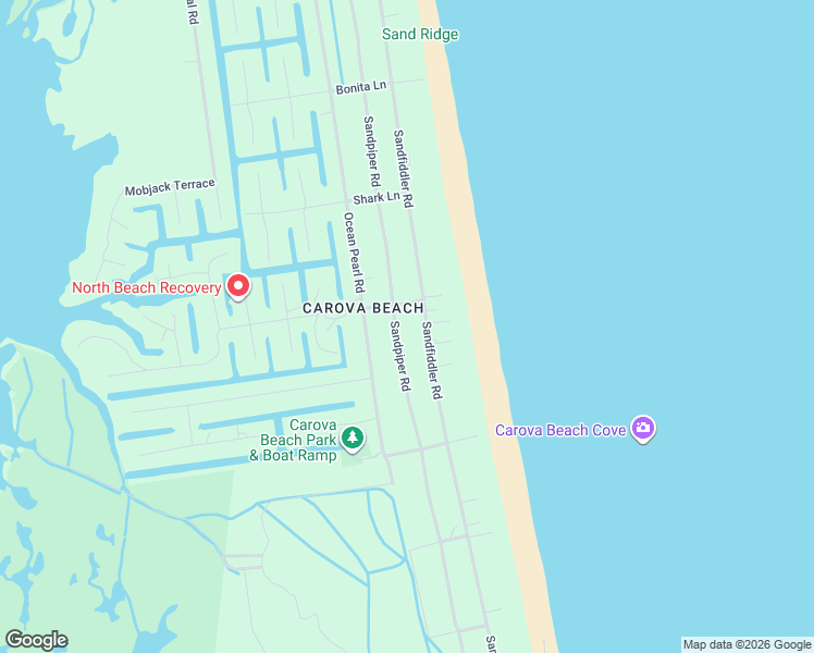 map of restaurants, bars, coffee shops, grocery stores, and more near 2126 Sandpiper Rd in Corolla