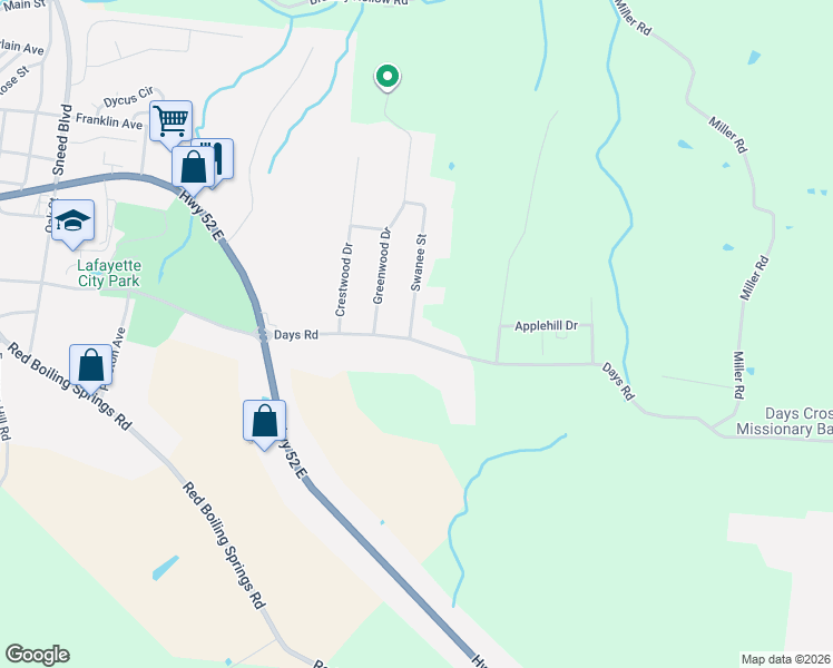 map of restaurants, bars, coffee shops, grocery stores, and more near 904 Days Road in Lafayette
