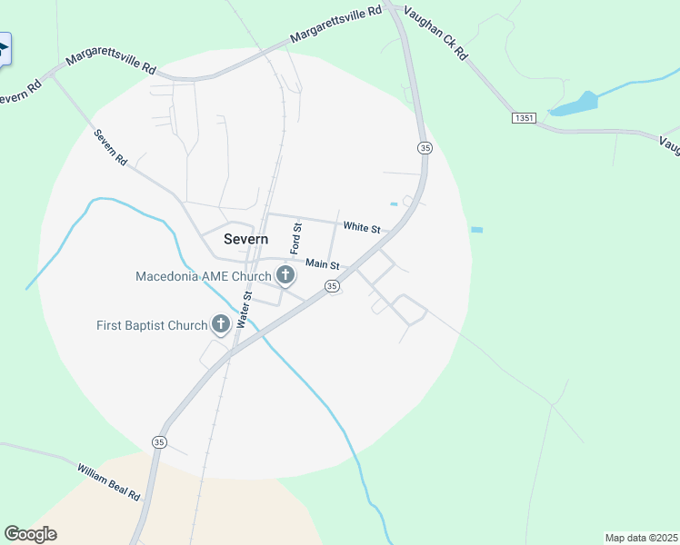map of restaurants, bars, coffee shops, grocery stores, and more near 110 Main Street in Severn