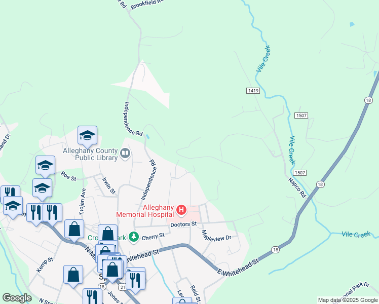 map of restaurants, bars, coffee shops, grocery stores, and more near 3 Coleman Drive in Sparta