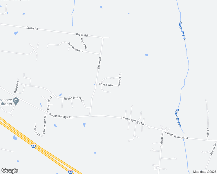 map of restaurants, bars, coffee shops, grocery stores, and more near 3716 Coves Way in Adams