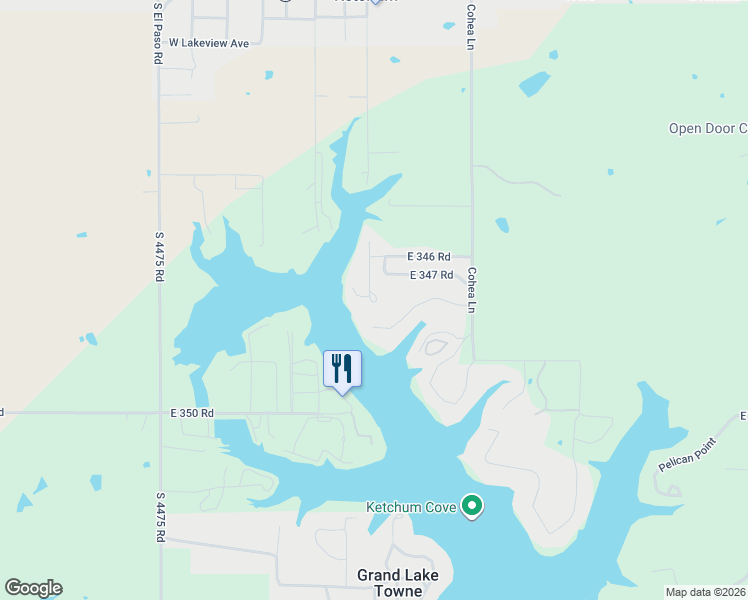 map of restaurants, bars, coffee shops, grocery stores, and more near 34688 East in Vinita