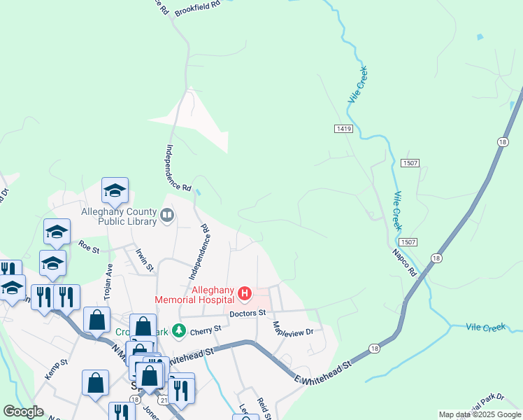 map of restaurants, bars, coffee shops, grocery stores, and more near 3 Coleman Drive in Sparta