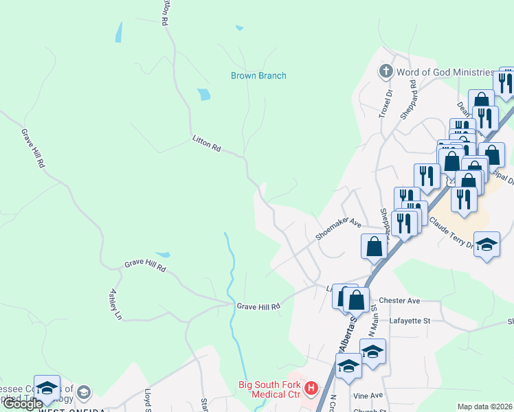 map of restaurants, bars, coffee shops, grocery stores, and more near 653 Litton Road in Oneida