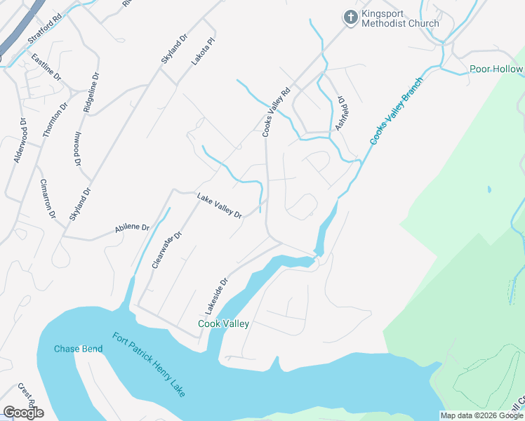map of restaurants, bars, coffee shops, grocery stores, and more near 3843 Lake Valley Drive in Kingsport