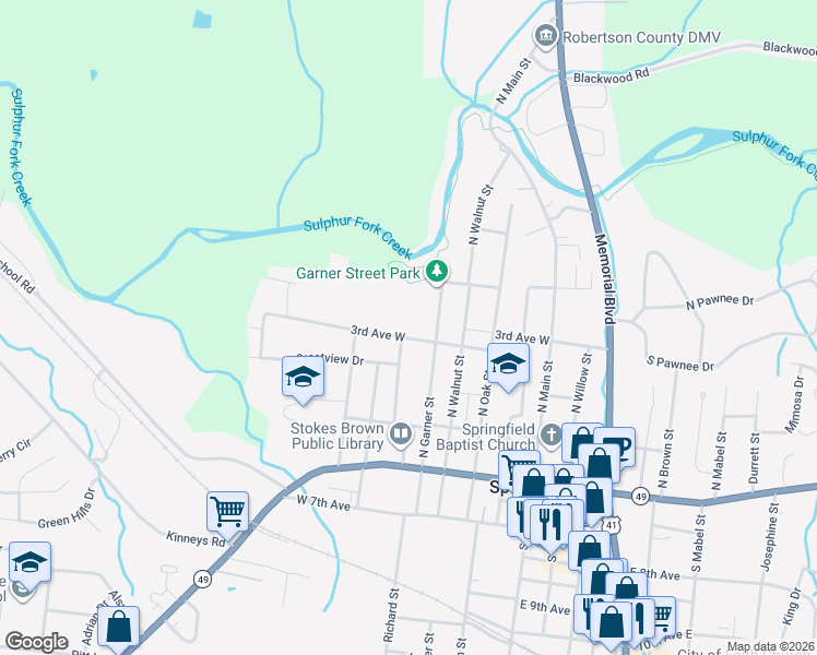 map of restaurants, bars, coffee shops, grocery stores, and more near 605 3rd Avenue West in Springfield