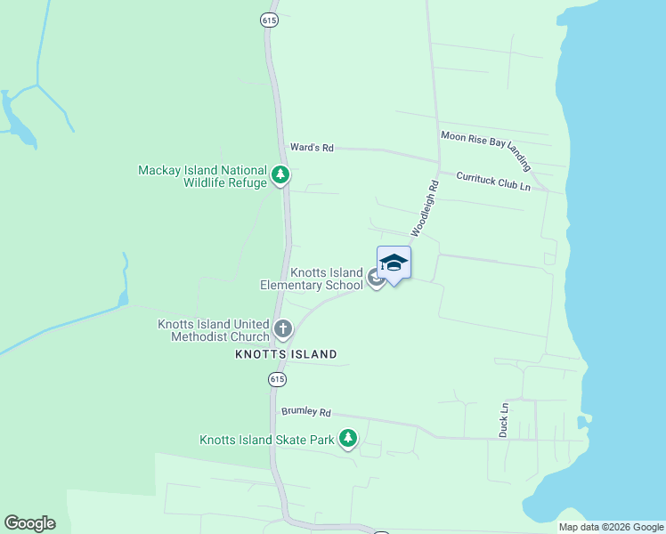 map of restaurants, bars, coffee shops, grocery stores, and more near 115 Ruth Ln in Currituck