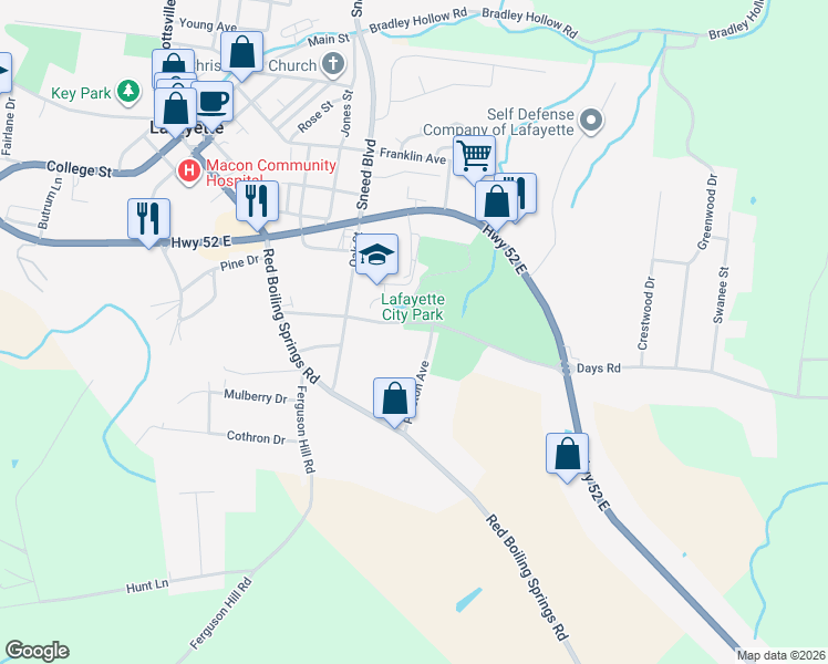 map of restaurants, bars, coffee shops, grocery stores, and more near 422 Days Road in Lafayette