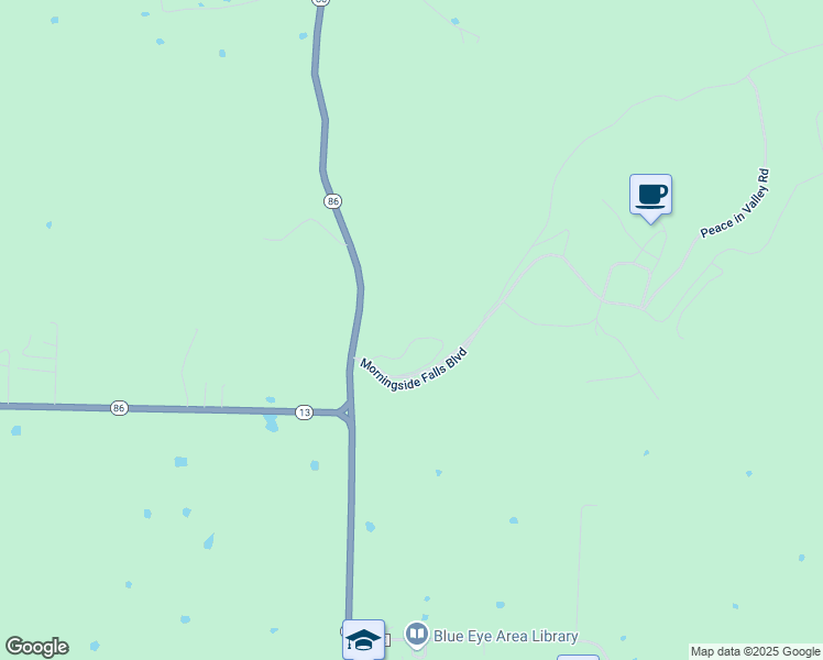 map of restaurants, bars, coffee shops, grocery stores, and more near 209 Jubilee Circle in Blue Eye
