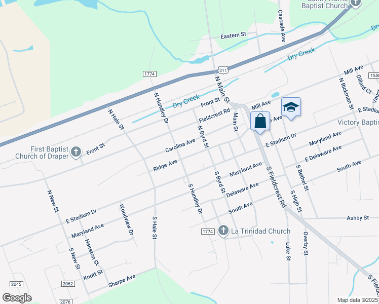 map of restaurants, bars, coffee shops, grocery stores, and more near 1309 Ridge Avenue in Eden