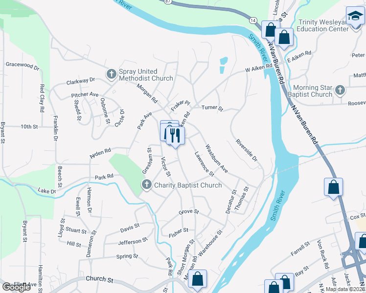 map of restaurants, bars, coffee shops, grocery stores, and more near 512 Jones Street in Eden