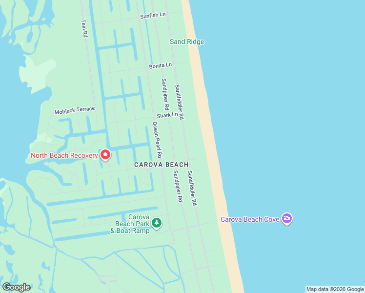 map of restaurants, bars, coffee shops, grocery stores, and more near 2146 Sandfiddler Road in Corolla