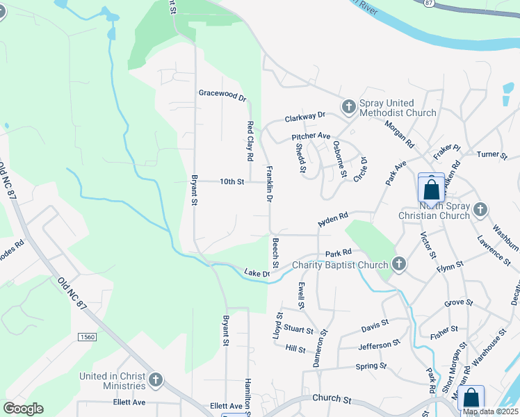 map of restaurants, bars, coffee shops, grocery stores, and more near 519 Franklin Drive in Eden