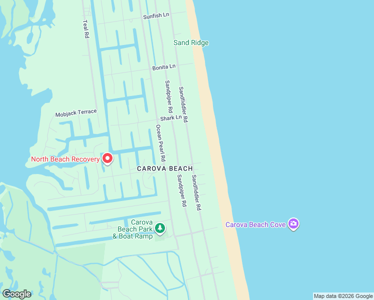 map of restaurants, bars, coffee shops, grocery stores, and more near 2149 Sandpiper Road in Corolla