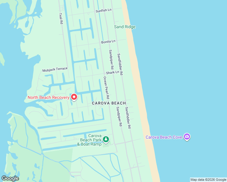 map of restaurants, bars, coffee shops, grocery stores, and more near 2149 Sandpiper Road in Corolla