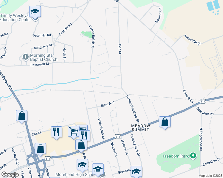 map of restaurants, bars, coffee shops, grocery stores, and more near 428 Wedgewood Court in Eden