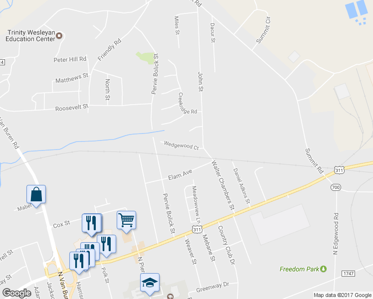 map of restaurants, bars, coffee shops, grocery stores, and more near 428 Wedgewood Court in Eden