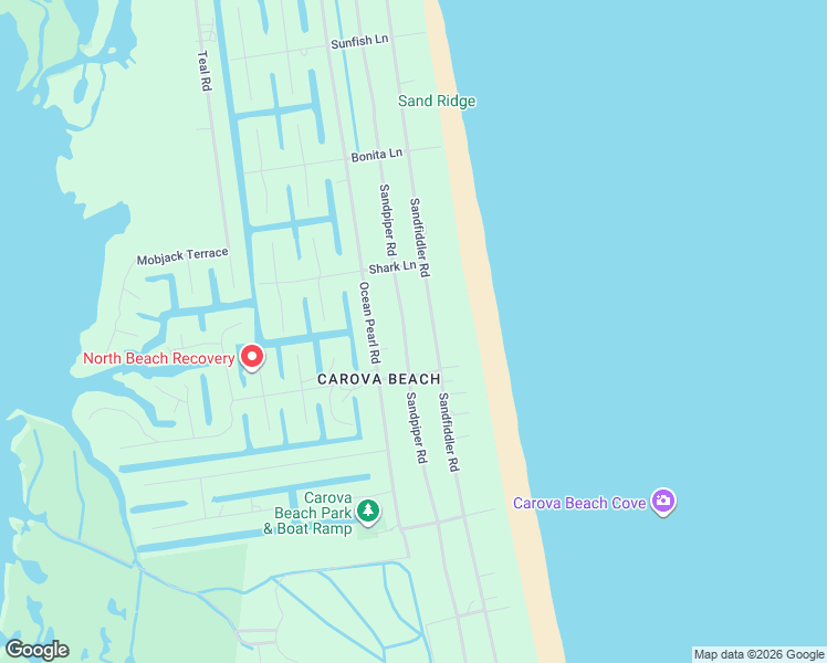 map of restaurants, bars, coffee shops, grocery stores, and more near 2149 Sandpiper Road in Corolla
