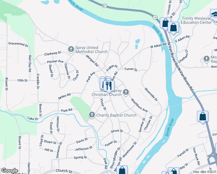 map of restaurants, bars, coffee shops, grocery stores, and more near 545 Morgan Road in Eden