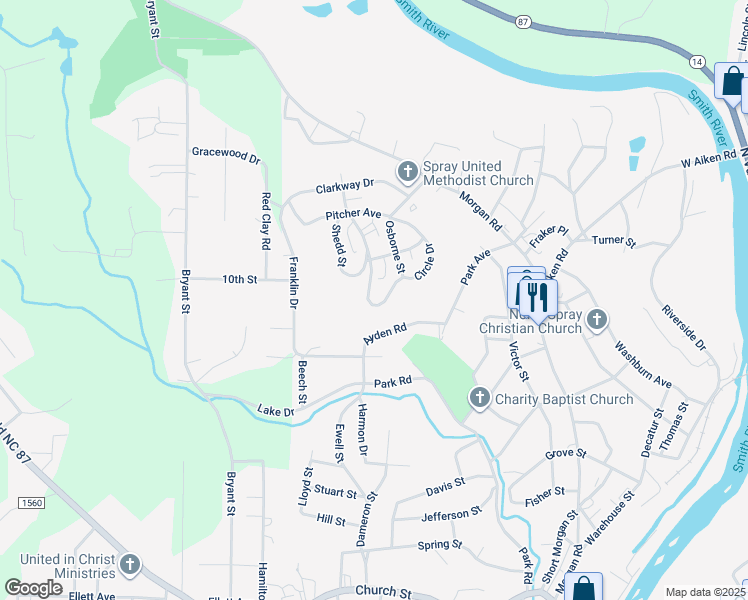 map of restaurants, bars, coffee shops, grocery stores, and more near 777 Circle Drive in Eden