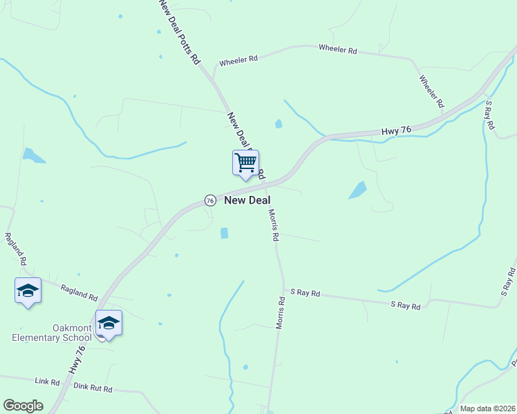 map of restaurants, bars, coffee shops, grocery stores, and more near in New Deal