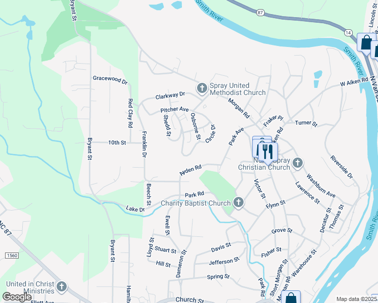 map of restaurants, bars, coffee shops, grocery stores, and more near 769 Circle Drive in Eden