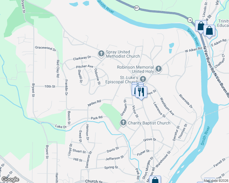 map of restaurants, bars, coffee shops, grocery stores, and more near 638 Park Avenue in Eden