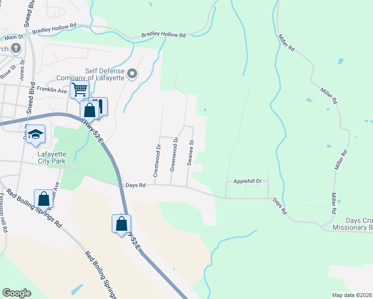 map of restaurants, bars, coffee shops, grocery stores, and more near 512 Swanee Street in Lafayette