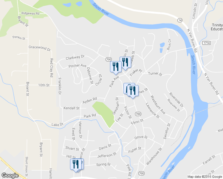 map of restaurants, bars, coffee shops, grocery stores, and more near 638 Park Ave in Eden