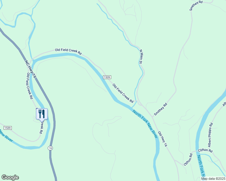 map of restaurants, bars, coffee shops, grocery stores, and more near 401 Old Field Creek Road in Grassy Creek