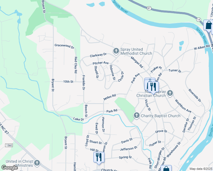 map of restaurants, bars, coffee shops, grocery stores, and more near 777 Circle Drive in Eden