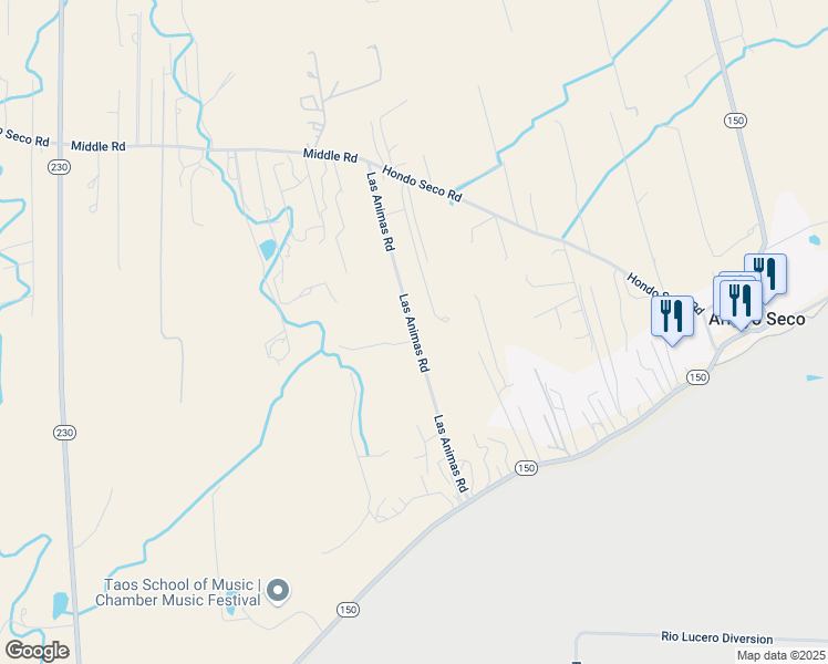 map of restaurants, bars, coffee shops, grocery stores, and more near Lymon Road in Taos County