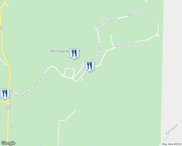 map of restaurants, bars, coffee shops, grocery stores, and more near 110 Rejoice Lane in Blue Eye