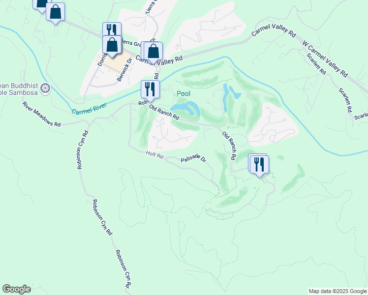 map of restaurants, bars, coffee shops, grocery stores, and more near 9667 Willow Court in Carmel-by-the-Sea