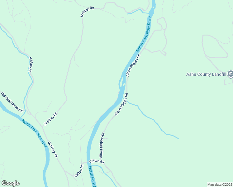 map of restaurants, bars, coffee shops, grocery stores, and more near Riverside Lane in Ashe County
