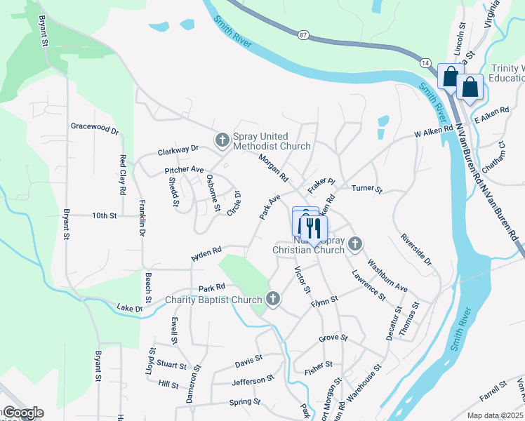 map of restaurants, bars, coffee shops, grocery stores, and more near 629 Park Avenue in Eden