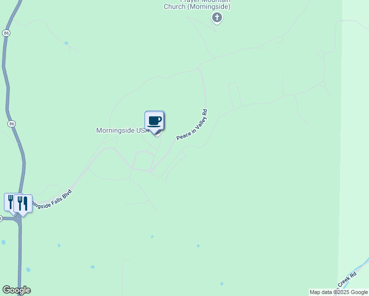map of restaurants, bars, coffee shops, grocery stores, and more near Morningside Falls Boulevard in Blue Eye